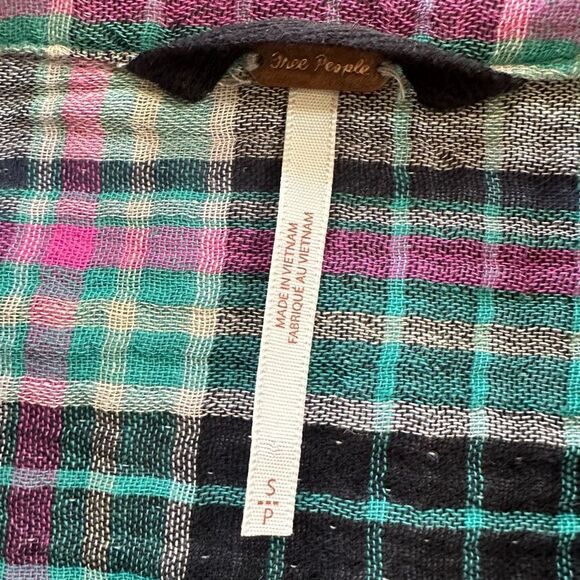 Free People The Voyage Plaid Shirt Dress in Twilight Size S - Picture 5 of 5